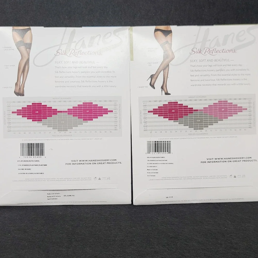 Hanes Silk Reflections Thigh Highs Lot 2 Lace Top CD Barely There Pearl NEWother